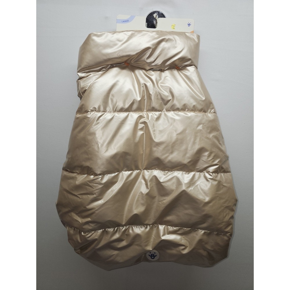 Oodles Dog Puffer Vest Jacket Metallic Gold Champagne Size L Large NWT 25-45 lbs